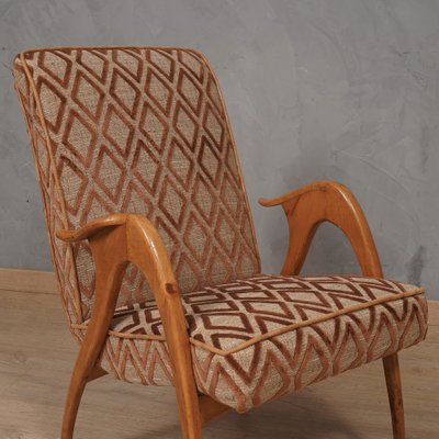 Mid-Century Beech Wood and Fabric Armchairs from Malatesta E Mason, 1950, Set of 2-UH-1782159