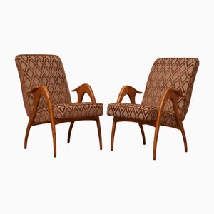 Mid-Century Beech Wood and Fabric Armchairs from Malatesta E Mason, 1950, Set of 2-UH-1782159