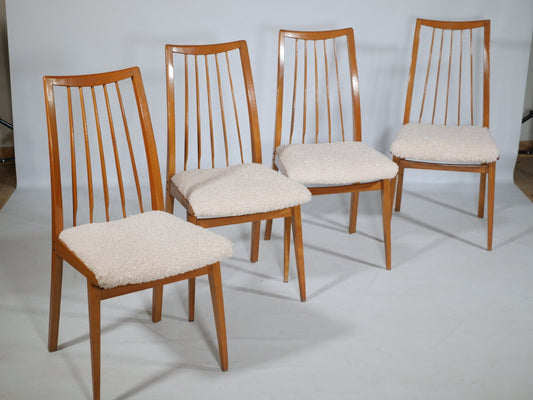 Mid-Century Beech Wood Chairs with Teddy Fabric by Casala, 1960s, Set of 4