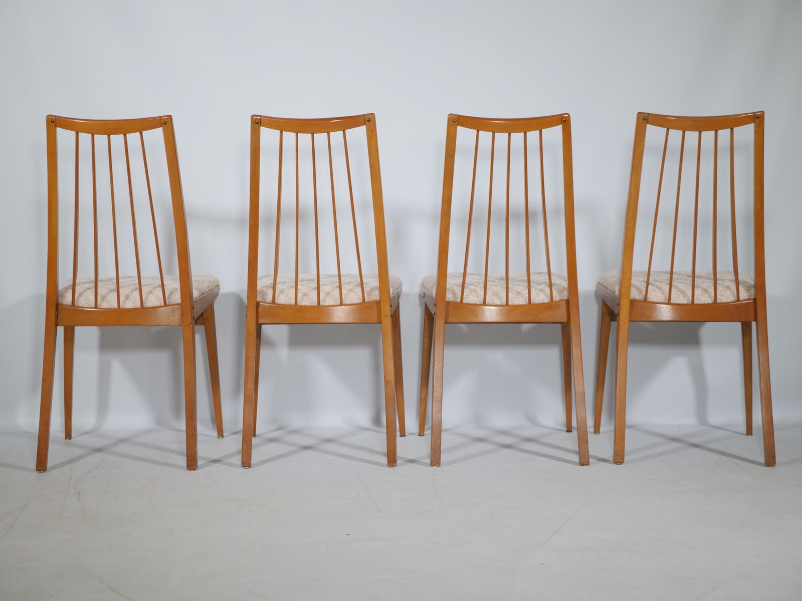 Mid-Century Beech Wood Chairs with Teddy Fabric by Casala, 1960s, Set of 4