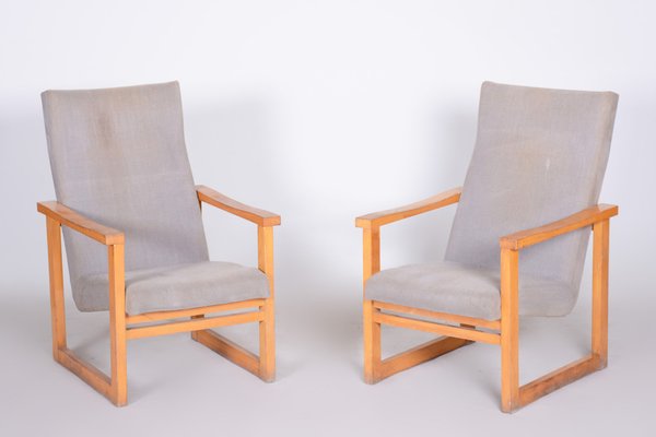 Mid-Century Beige Armchairs in Maple, Czech, 1960s, Set of 2-WHY-1777975