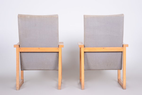 Mid-Century Beige Armchairs in Maple, Czech, 1960s, Set of 2-WHY-1777975