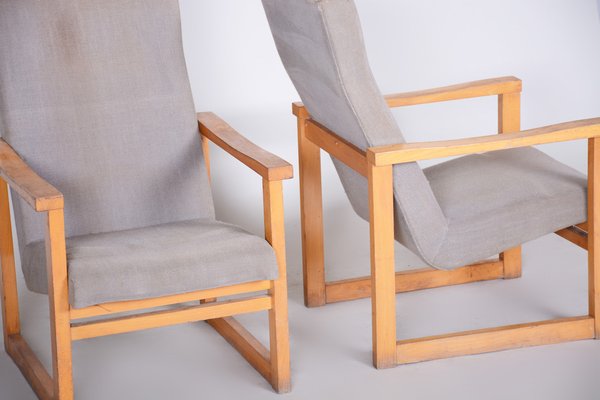 Mid-Century Beige Armchairs in Maple, Czech, 1960s, Set of 2-WHY-1777975