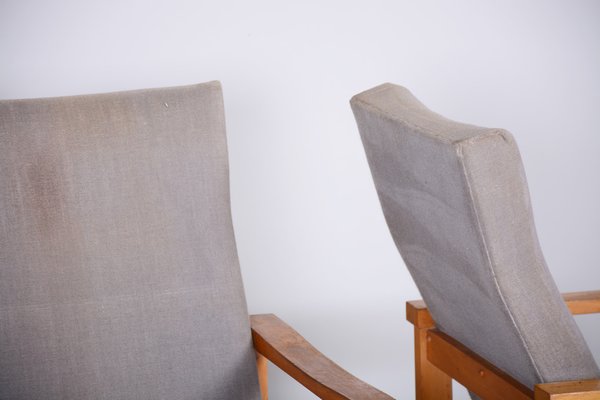 Mid-Century Beige Armchairs in Maple, Czech, 1960s, Set of 2-WHY-1777975