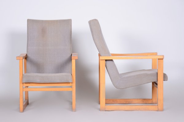 Mid-Century Beige Armchairs in Maple, Czech, 1960s, Set of 2-WHY-1777975