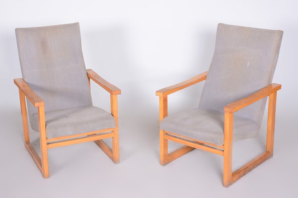 Mid-Century Beige Armchairs in Maple, Czech, 1960s, Set of 2-WHY-1777975