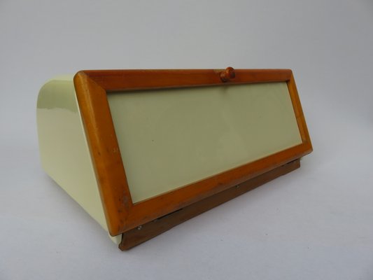 Mid-Century Beige Ceramic and Wood Bread Box from Wächtersbach-EY-557397