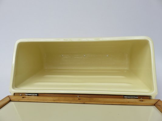 Mid-Century Beige Ceramic and Wood Bread Box from Wächtersbach-EY-557397