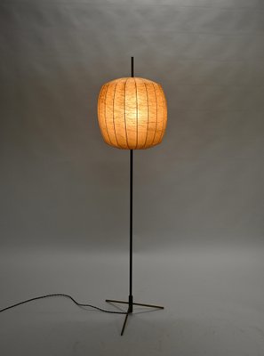 Mid-Century Beige Cocoon Floor Lamp in Brass and Metal from Hille, 1960s-JDR-1773796