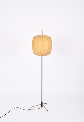 Mid-Century Beige Cocoon Floor Lamp in Brass and Metal from Hille, 1960s-JDR-1773796