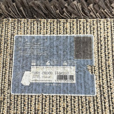 Mid-Century Belgian Brown & Grey Polypropylene Long-Haired Rug, 1970s-GDD-1215276