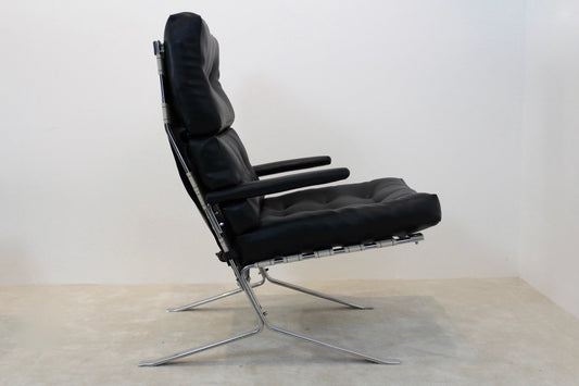 Mid-Century Belgian Chrome High-Back Lounge Chair, 1970s