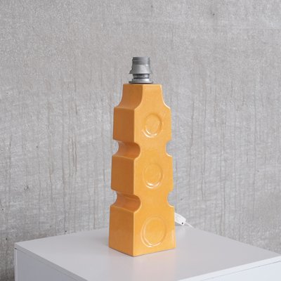 Mid-Century Belgium Single Pop Yellow Ceramic Table Lamp-JRP-1259759