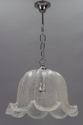 Mid-Century Bell Shaped Ice Glass Pendant Lamp-KEG-984514