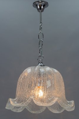 Mid-Century Bell Shaped Ice Glass Pendant Lamp-KEG-984514