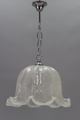 Mid-Century Bell Shaped Ice Glass Pendant Lamp-KEG-984514