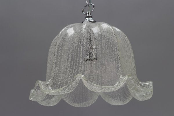 Mid-Century Bell Shaped Ice Glass Pendant Lamp-KEG-984514