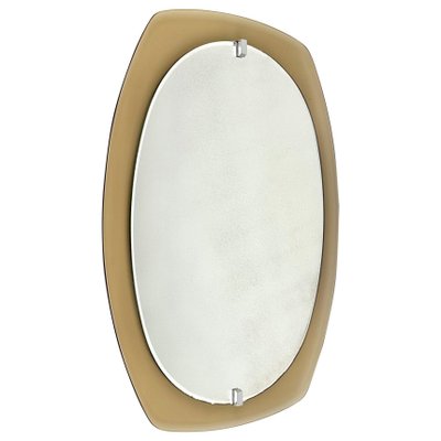 Mid-Century Beveled Smoked Glass Frame Wall Mirror attributed to Veca, Italy, 1970s-LYQ-1450525