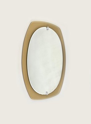 Mid-Century Beveled Smoked Glass Frame Wall Mirror attributed to Veca, Italy, 1970s-LYQ-1450525