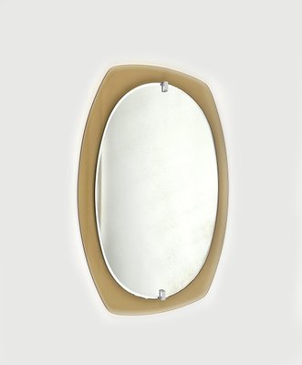 Mid-Century Beveled Smoked Glass Frame Wall Mirror attributed to Veca, Italy, 1970s-LYQ-1450525