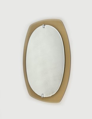 Mid-Century Beveled Smoked Glass Frame Wall Mirror attributed to Veca, Italy, 1970s-LYQ-1450525