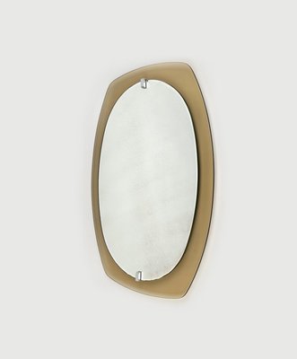 Mid-Century Beveled Smoked Glass Frame Wall Mirror attributed to Veca, Italy, 1970s-LYQ-1450525