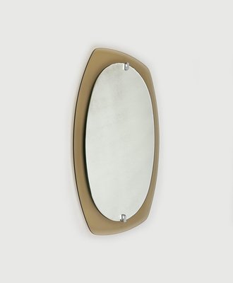 Mid-Century Beveled Smoked Glass Frame Wall Mirror attributed to Veca, Italy, 1970s-LYQ-1450525