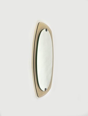 Mid-Century Beveled Smoked Glass Frame Wall Mirror attributed to Veca, Italy, 1970s-LYQ-1450525