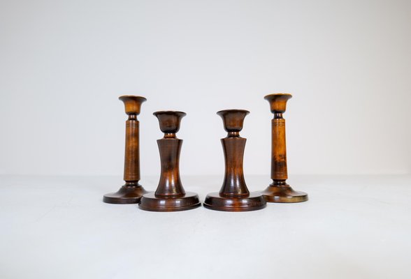 Mid-Century Birch Candlesticks by Carl Malmsten, Sweden, 1960s, Set of 4-UYK-1294003