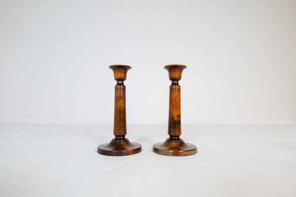 Mid-Century Birch Candlesticks by Carl Malmsten, Sweden, 1960s, Set of 4-UYK-1294003