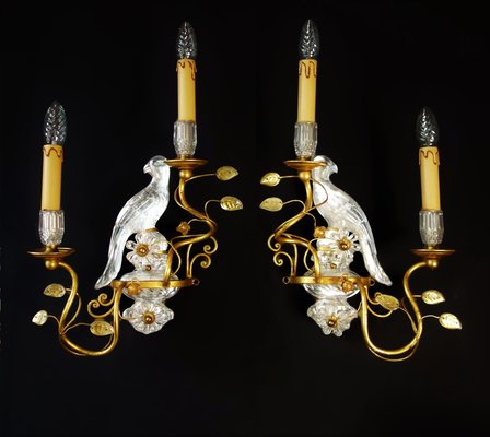 Mid-Century Bird Wall Lamps from Maison Bagues, Set of 2-FPY-827483