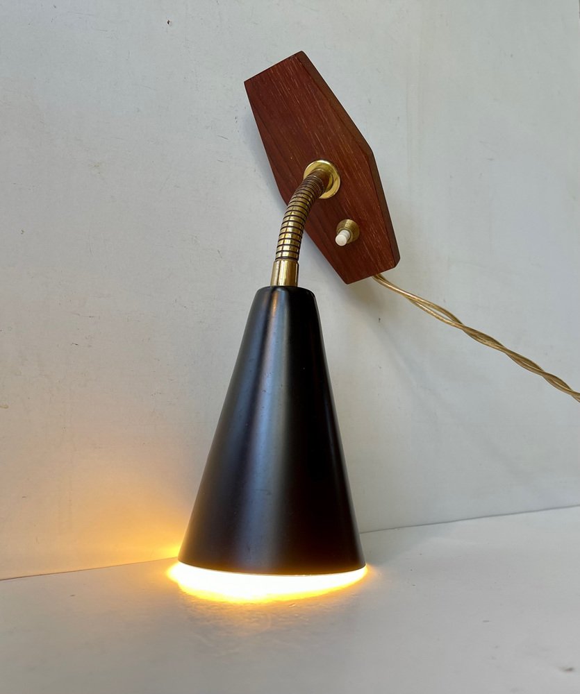 Mid-Century Black Adjustable Wall Lamp from Asea, 1950s