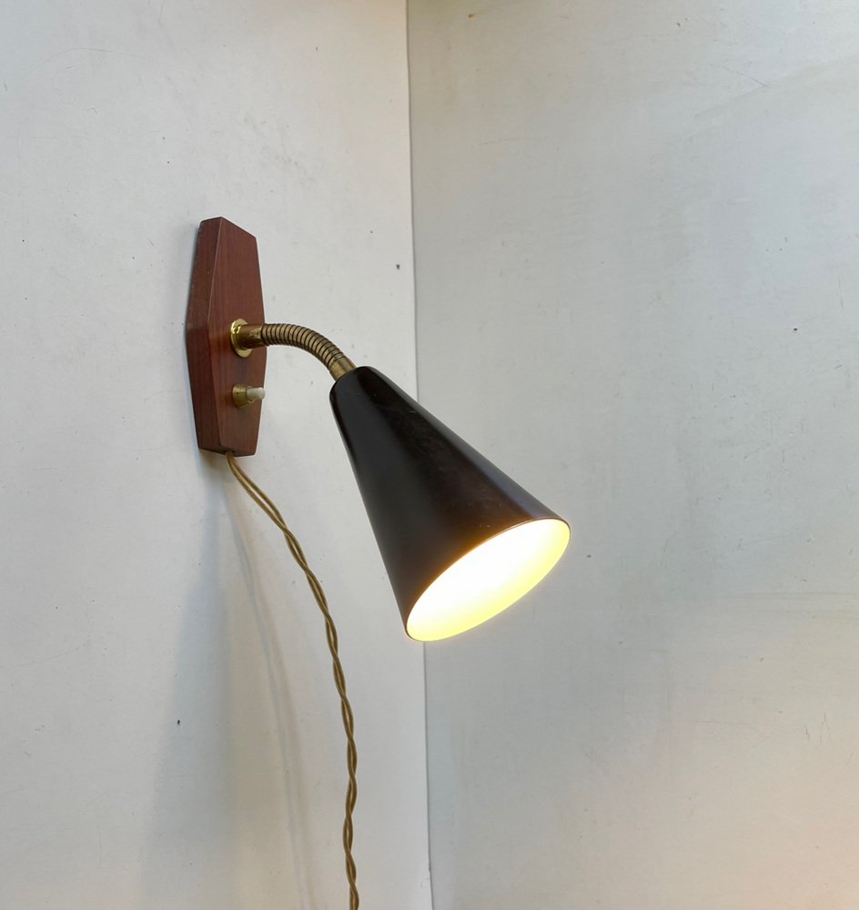 Mid-Century Black Adjustable Wall Lamp from Asea, 1950s