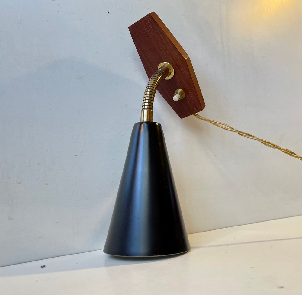 Mid-Century Black Adjustable Wall Lamp from Asea, 1950s