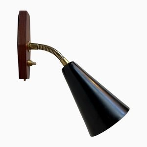 Mid-Century Black Adjustable Wall Lamp from Asea, 1950s-LCR-1320002