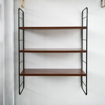 Mid-Century Black and Brown Iron & Veneer Shelf-NZV-1279384