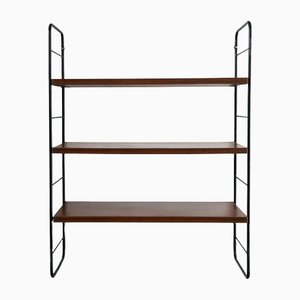 Mid-Century Black and Brown Iron & Veneer Shelf-NZV-1279384