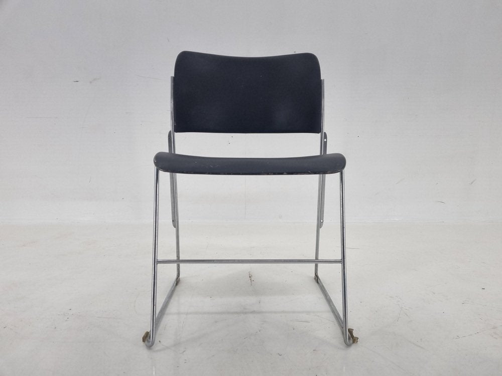 Mid-Century Black and Chrome Model 40/4 Side Chair attributed to David Rowland, 1977