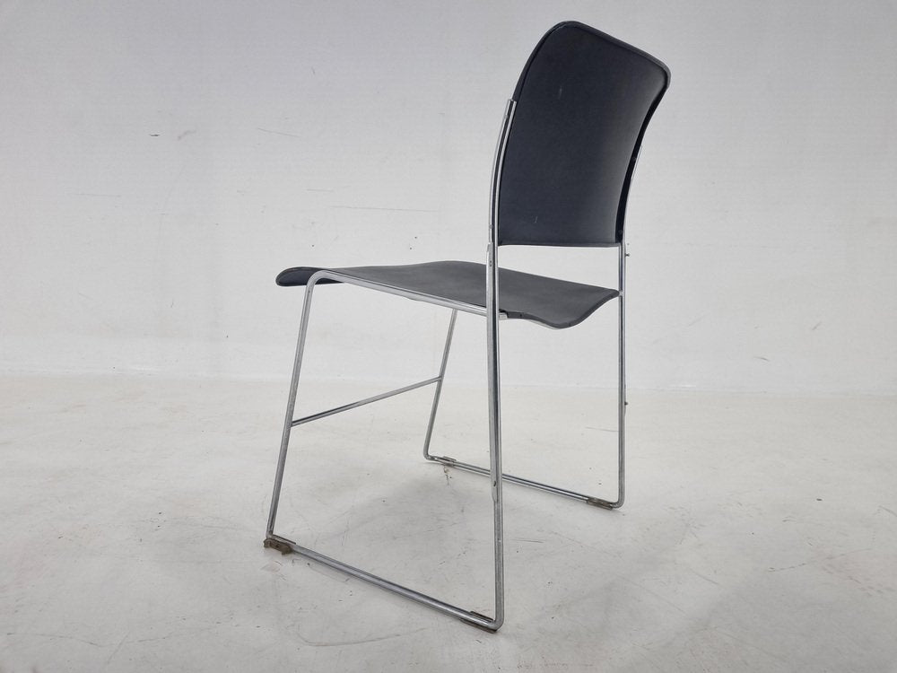 Mid-Century Black and Chrome Model 40/4 Side Chair attributed to David Rowland, 1977