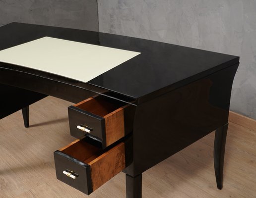 Mid-Century Black and Cream Glass Desk, 1970s-UH-1754609