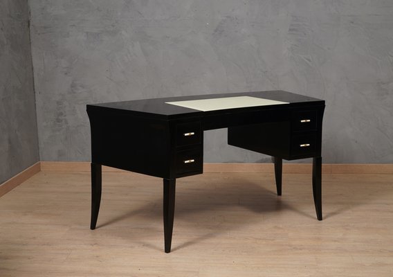 Mid-Century Black and Cream Glass Desk, 1970s-UH-1754609