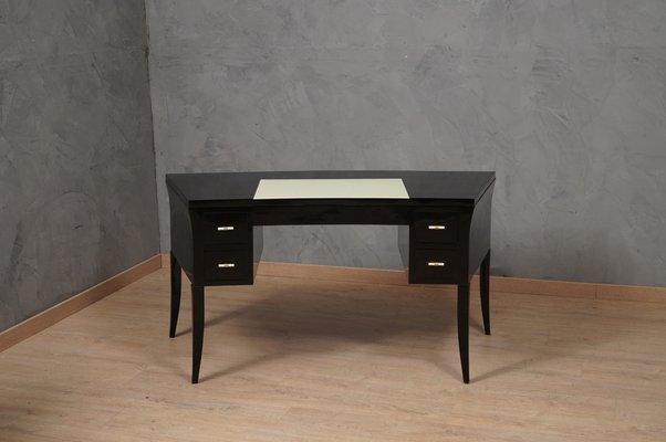 Mid-Century Black and Cream Glass Desk, 1970s-UH-1754609