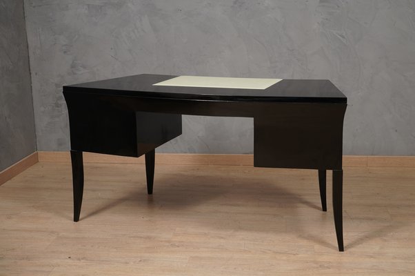 Mid-Century Black and Cream Glass Desk, 1970s-UH-1754609