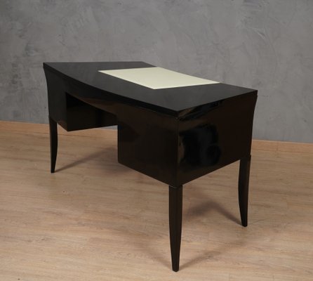 Mid-Century Black and Cream Glass Desk, 1970s-UH-1754609