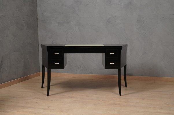 Mid-Century Black and Cream Glass Desk, 1970s-UH-1754609