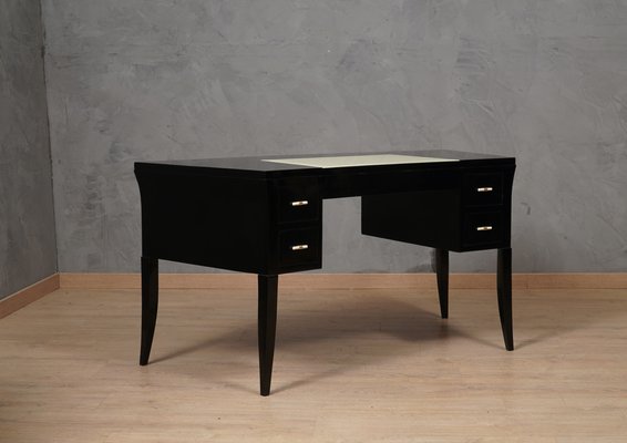 Mid-Century Black and Cream Glass Desk, 1970s-UH-1754609