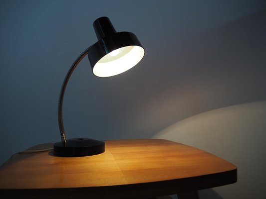 Mid-Century Black Bakelite Table Lamp, Czechoslovakia, 1960s-TZ-730256