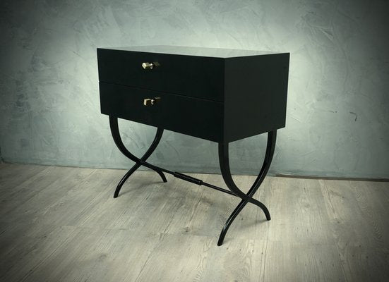 Mid-Century Black Commode with Brass Keys, 1970s-UH-1801329