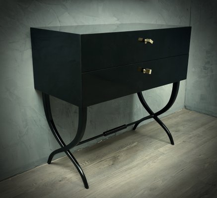 Mid-Century Black Commode with Brass Keys, 1970s-UH-1801329