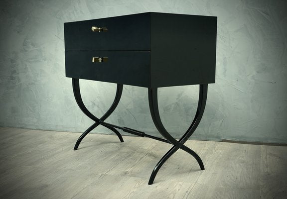 Mid-Century Black Commode with Brass Keys, 1970s-UH-1801329